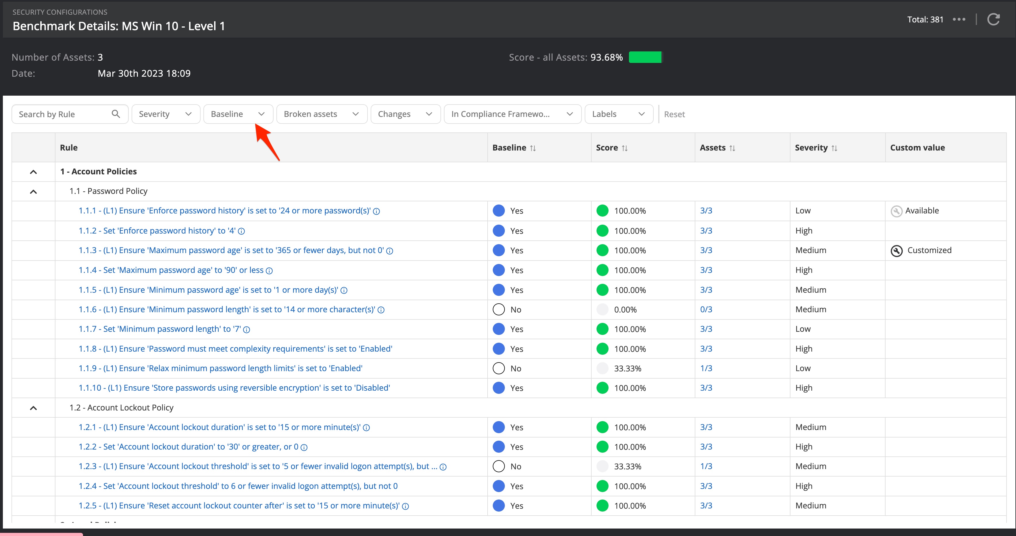 Part of the Windows 10 benchmark rule set as an example