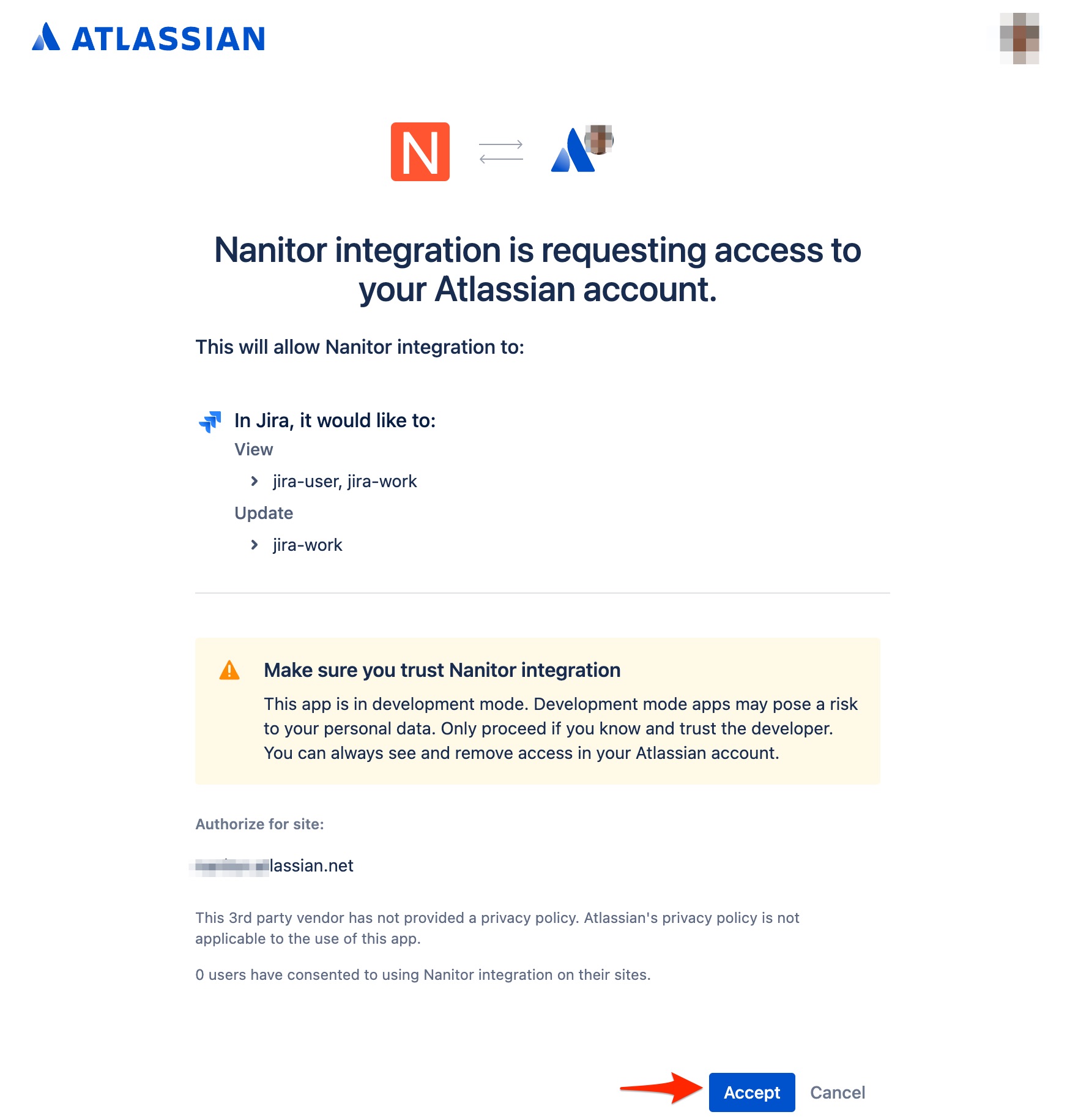 Confirm connection to the Jira app