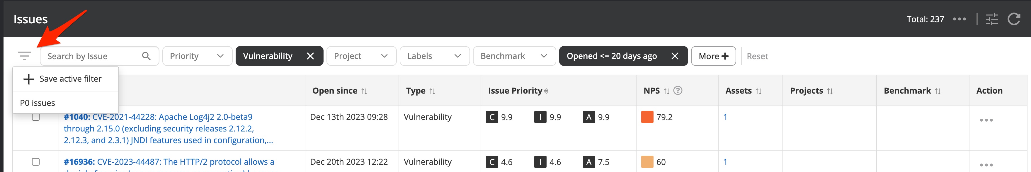 Filter issue list to your preferences
