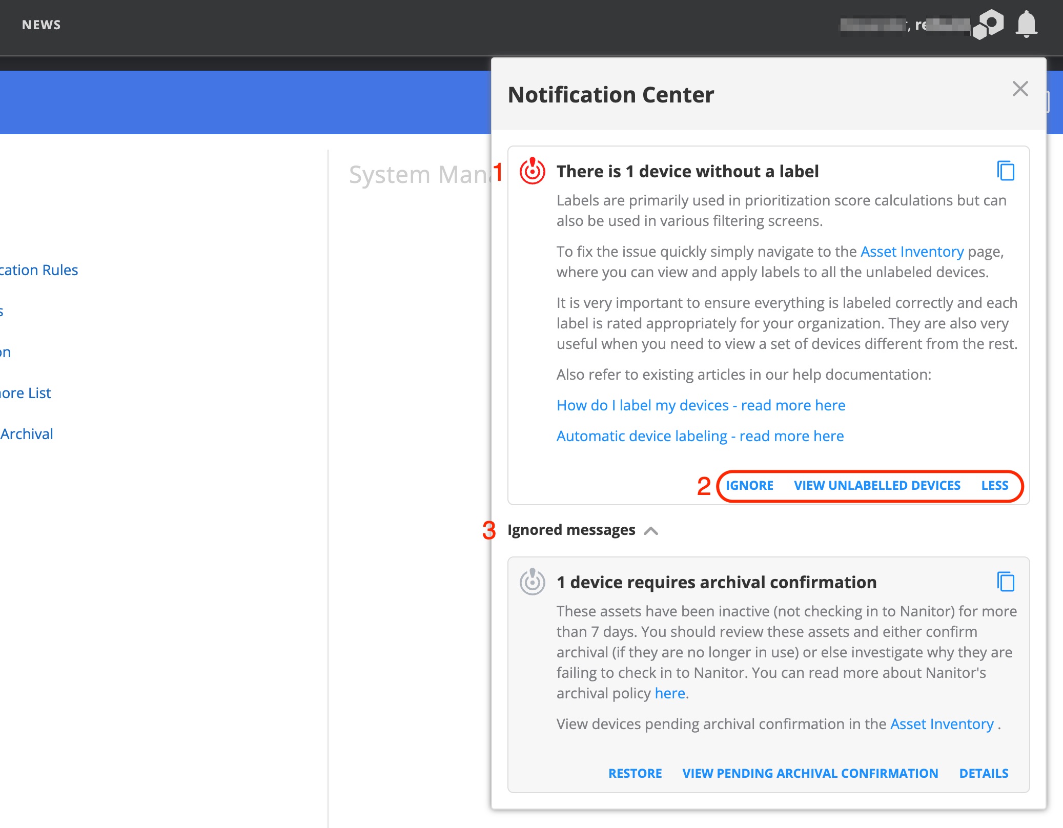 The notification center